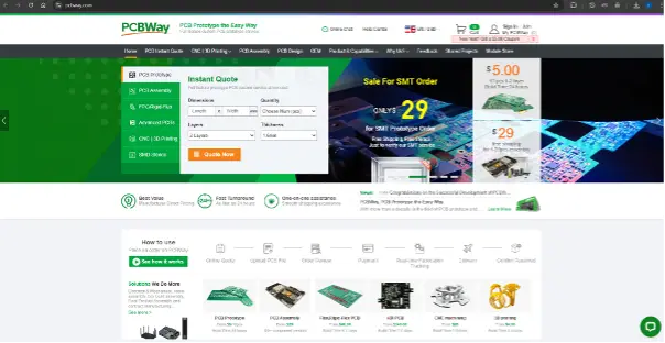 PCBWay front page